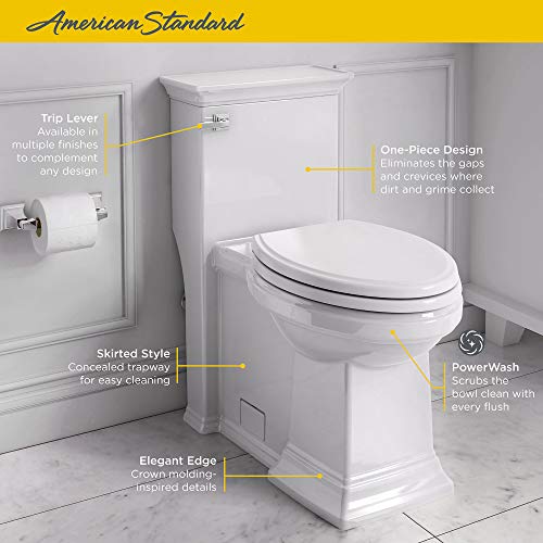 American Standard 2851A104.020 Town Square S Right Height Elongated One-Piece Toilet with Seat, White