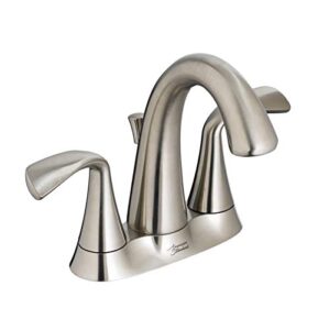 american standard 7186201.295 fluent 4″ centerset bathroom faucet with metal speed connect drain, satin nickel