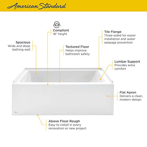 American Standard 2973102.011 Studio Integral Apron Bathtub Right Drain 60 in. x 30 in. in Arctic White