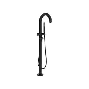 american standard t064951.243 contemporary round freestanding tub filler for flash rough-in valve, matte black