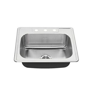 american standard 22sb.6252283s.075 colony top mount ada 25×22 single bowl stainless steel 3-hole kitchen sink