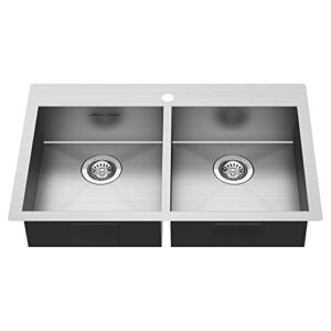 american standard 18db6332211.075 edgewater 33″ x 22″ ada double bowl stainless steel kitchen sink,