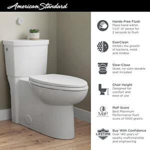 American Standard 2989709.020 Concealed Trapway Cadet Touchless 2-Piece 1.28 GPF Single Flush Elongated Toilet, Seat Included, White