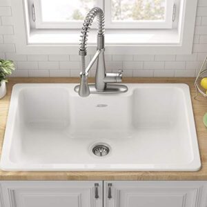 American Standard 77SB33223.308 Quince 33 x 22 Single Bowl Cast Iron Kitchen Sink-3 Holes, Brilliant White