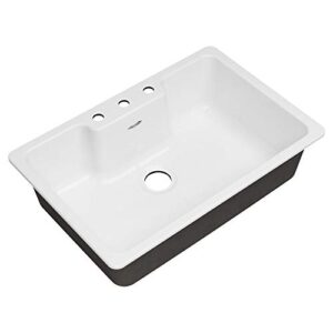 American Standard 77SB33223.308 Quince 33 x 22 Single Bowl Cast Iron Kitchen Sink-3 Holes, Brilliant White