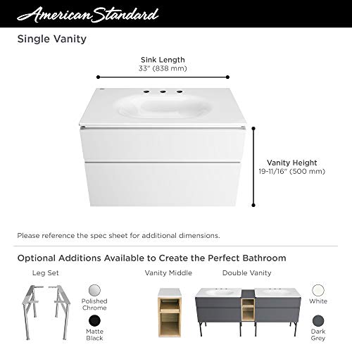 American Standard 8726033.477 Studio S 33 in. Double-Drawer Bathroom Vanity, Dark Grey