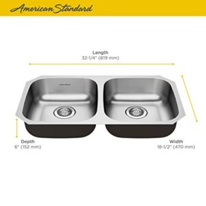 American Standard 18DB6311800S.075 Portsmouth 32" x 18" ADA Double Bowl Stainless Steel Kitchen Sink