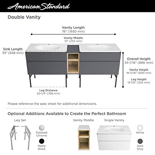 American Standard 1298001.020 Studio S 33 in. Vanity Top Sink – Center Hole, White