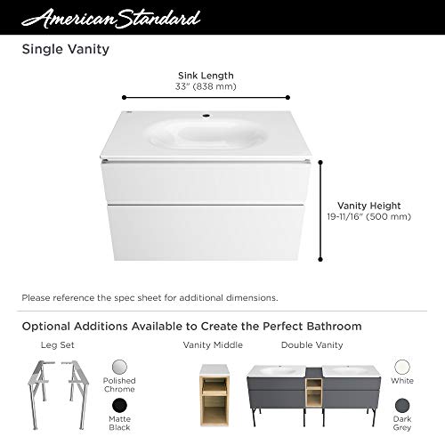 American Standard 1298001.020 Studio S 33 in. Vanity Top Sink – Center Hole, White