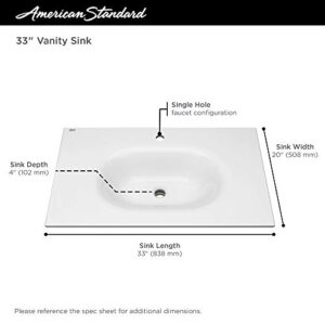 American Standard 1298001.020 Studio S 33 in. Vanity Top Sink – Center Hole, White