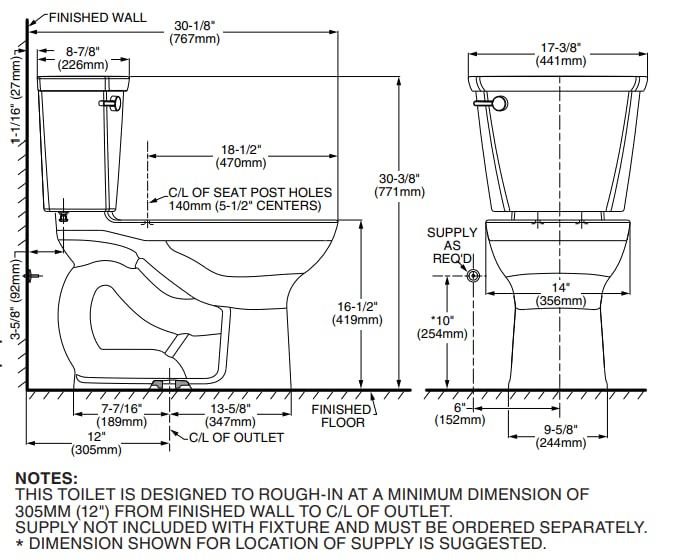 American Standard 4188A104.020 Cadet Pro 1.28 GPF Toilet Tank, White