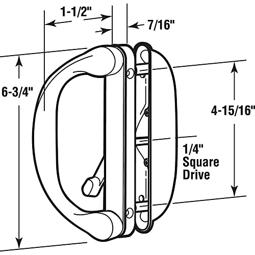 Prime-Line C 1275 Sliding Door Handle Set with Latch, White, 1-Pack