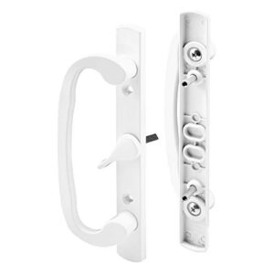 prime-line c 1317 mortise style sliding patio door handle set – replace old or damaged door handles quickly and easily – white diecast, non-keyed (fits 3-15/16” hole spacing)