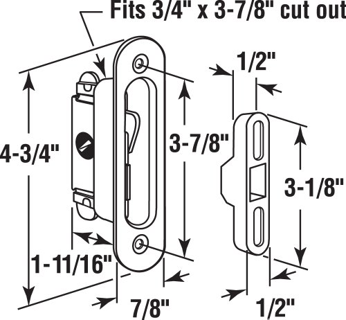 Prime-Line E 2126 Sliding Door Lock and Keeper for Wood or Aluminum