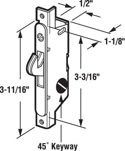 Prime-Line E 2119 Mortise Lock, Auto Latch, Round Face, Steel, Adams Rite