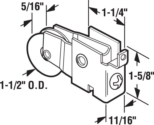 Prime-Line D 1511 Sliding Door Roller Assembly with 1-1/2 inch Nylon Ball Bearing