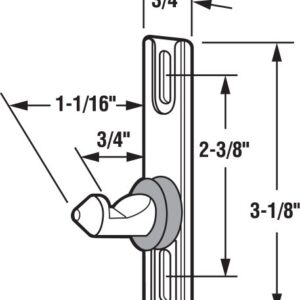 Prime-Line E 2041 Sliding Door Keeper with Rubber Bumper for C 1025 , Zinc