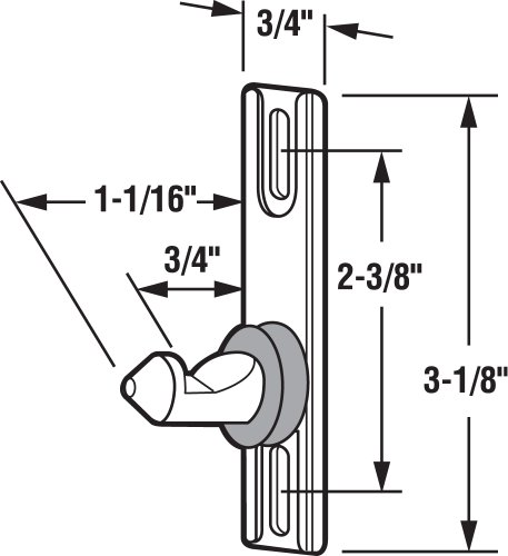 Prime-Line E 2041 Sliding Door Keeper with Rubber Bumper for C 1025 , Zinc