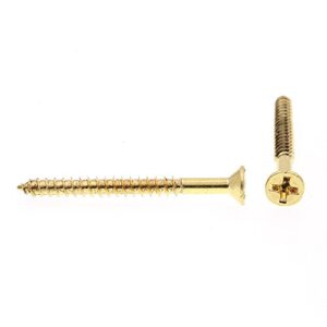 Prime-Line 9034826 Wood Screw, Flat Head Phillips, #6 X 1-1/2 in, Solid Brass, Pack of 100