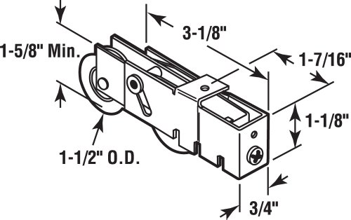 Prime-Line D 1984 Sliding Door Tandem Roller Assembly with 1-1/2 inch Steel Ball Bearing , Gold