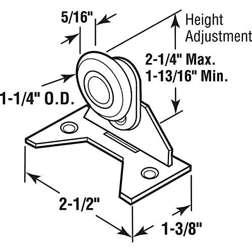 Prime-Line N 6619 Pocket Door Roller Assembly, 1-1/4 inch, Plastic, Convex, Steel Ball Bearings, zinc