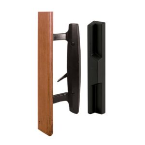prime-line c 1313 diecast sliding door handle set with wood handle, black