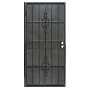 prime-line 3853bk3068-wf flagstaff economy steel security door, black (3.00-6.08) with wooden shipping frame