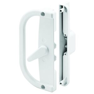 prime-line c 1346 patio door handle set, 6-9/16 in, diecast, white, dual hook anti-lift, (single pack)