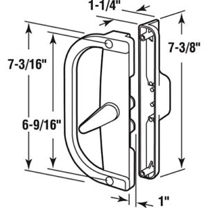 Prime-Line C 1346 Patio Door Handle Set, 6-9/16 in, Diecast, White, Dual Hook Anti-Lift, (single pack)