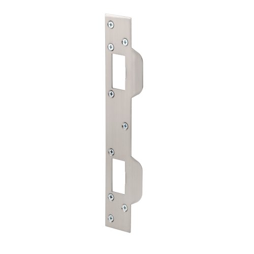 Defender Security Satin Nickel U 10827 Door Reinforcement Lock –3” Stop & U 10385 Prime Line Door Strike, for Use with 5-1/2 in and 6 in Hole Spacing's On Dead Latch and Deadbolt, Steel, Satin Nickel