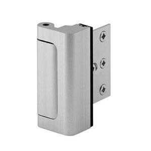 Defender Security Satin Nickel U 10827 Door Reinforcement Lock –3” Stop & U 10385 Prime Line Door Strike, for Use with 5-1/2 in and 6 in Hole Spacing's On Dead Latch and Deadbolt, Steel, Satin Nickel