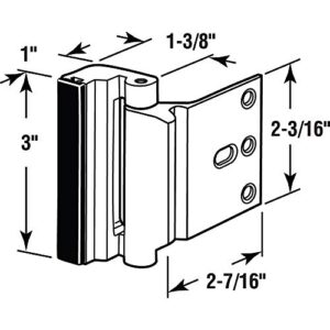 Defender Security Satin Nickel U 10827 Door Reinforcement Lock –3” Stop & U 10385 Prime Line Door Strike, for Use with 5-1/2 in and 6 in Hole Spacing's On Dead Latch and Deadbolt, Steel, Satin Nickel