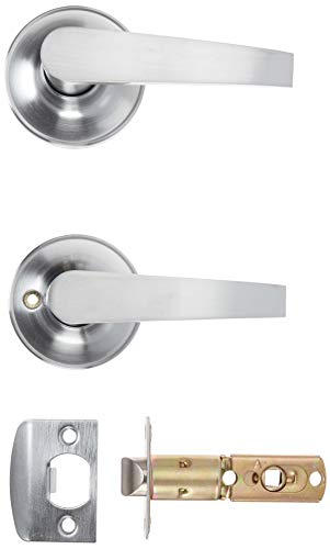 Prime-Line MP65250 Passage Lever, Fits 2-3/8in and 2-3/4in Backset, Satin Chrome, ADA, (1 set)