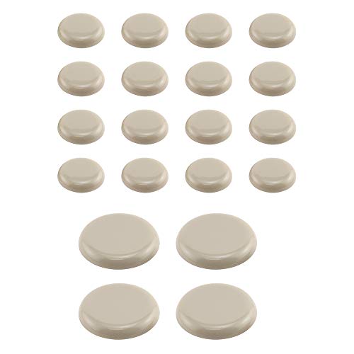 Prime-Line MP752901 inch and 1-3/4 inch Adhesive Round Beige Plastic Sliders for Table and Chairs (20-Pack)