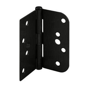 prime-line products u 1151283 door hinge residential smooth pivot, 4 in. x 4 in. with unilateral square & 5/8 in. radius corners, 4 holes per leaf with screws, matte black, .087 in. ga. (3 pack)