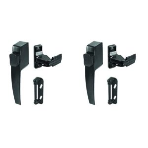 prime-line k 5007 screen & storm door push button latch set with night lock,replace old or damaged screen or storm door handles quickly and easily,black finish(fits doors 5/8”-1-1/4” thick)(pack of 2)