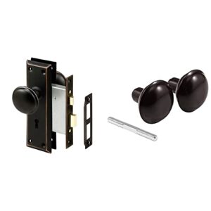 prime-line e 2495 mortise keyed lock set (classic bronze) & defender security e 2499 door knob set with spindle, oil rubbed bronze (single pack)