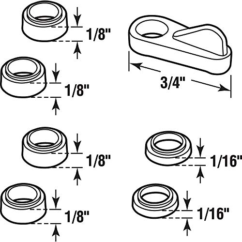 Prime-Line L 5931 Universal Screen Clips, Fits Flush To 7/16 inches, Diecast, White, Painted Finish, Stackable Height-Adjustment Rings, Pack of 4