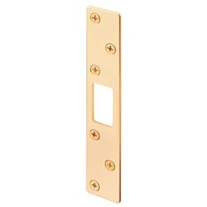 prime-line mp9535 heavy duty security door deadbolt strike, stamped steel, polish brass-plated finish, (3-pack)