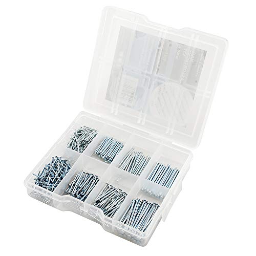 Prime-Line 9220077 Nail Assortment Kit. Plastic Compartment Box Includes Common, Finishing, Brad and Picture Hanging Nails. Zinc Finish. (550 Count), 9220077