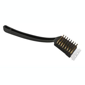 prime-line mp46650 bbq cleaning brush with steel scraper, molded black plastic long-reach handle, (2-pack)