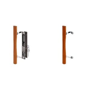 prime-line c 1032 keyed sliding glass door handle set & prime-line mp1034 sliding glass door pull, wood handle, diecast construction, chrome, pack of 1