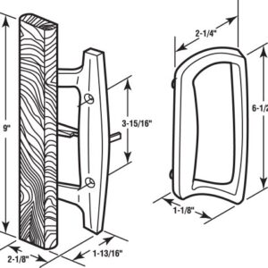 Prime-Line C 1131 Sliding Glass Door Handle Set – Replace Old or Damaged Door Handles Quickly and Easily – Black Diecast, Mortise/Hook Style (Fits 3-15/16” Hole Spacing)