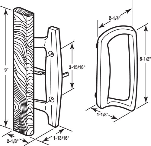 Prime-Line C 1131 Sliding Glass Door Handle Set – Replace Old or Damaged Door Handles Quickly and Easily – Black Diecast, Mortise/Hook Style (Fits 3-15/16” Hole Spacing)