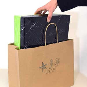 Prime Line Packaging - 16x6x12 Inch 50 Pack Brown Paper Bags with Handles, Large Gift Bags, Kraft Shopping Bags in Bulk for Boutiques, Small Business, Retail Stores, Gifts & Merchandise