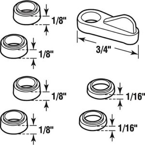 Prime-Line L 5924 Universal Screen Clips, Flush To 7/16 inches, Plastic Construction, White In Color, Stackable Height-Adjustment Rings, Pack of 4