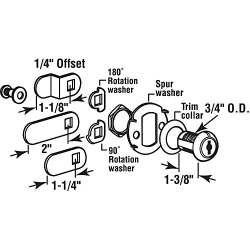 Prime-Line MP4542S Mailbox Lock, 1-3/8 in, Diecast Construction, Nickel Plated Finish, Keyed Different, (single pack)