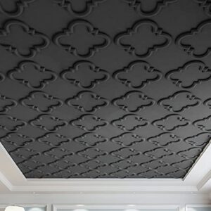Art3d Decorative Drop-in Ceiling Tiles 24x24, Pack of 48pcs in Black