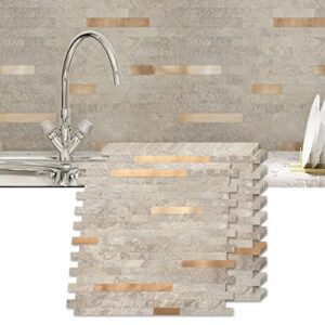 art3d 10-sheet peel and stick collage tile for kitchen backsplash – ecru slate