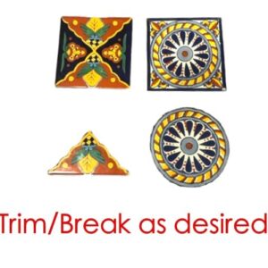 Broken Talavera Mexican Tile in Mixed Desings A1 Quality Tiles, 15 Pounds, Best Deal on Amazon!